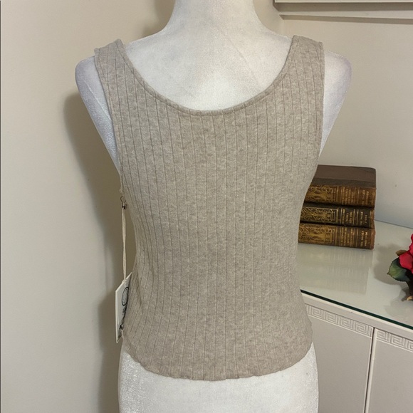 Kuwalla Ribbed Beige Tank Top Size L NWT - Picture 3 of 9